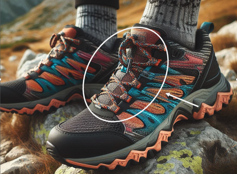 Photo d'une chaussure de trail avec un focus sur le maintien